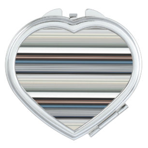 Cute gray white stripes compact mirror