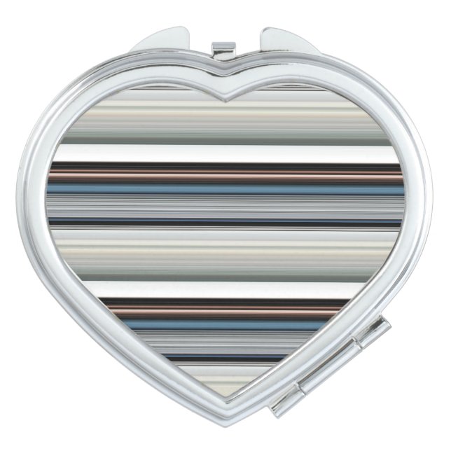 Cute gray white stripes compact mirror (Front)