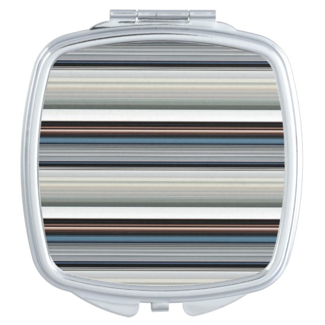 Cute gray white stripes compact mirror (Front)