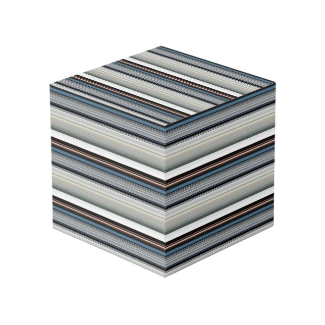Cute gray white stripes cube (Front Angled)
