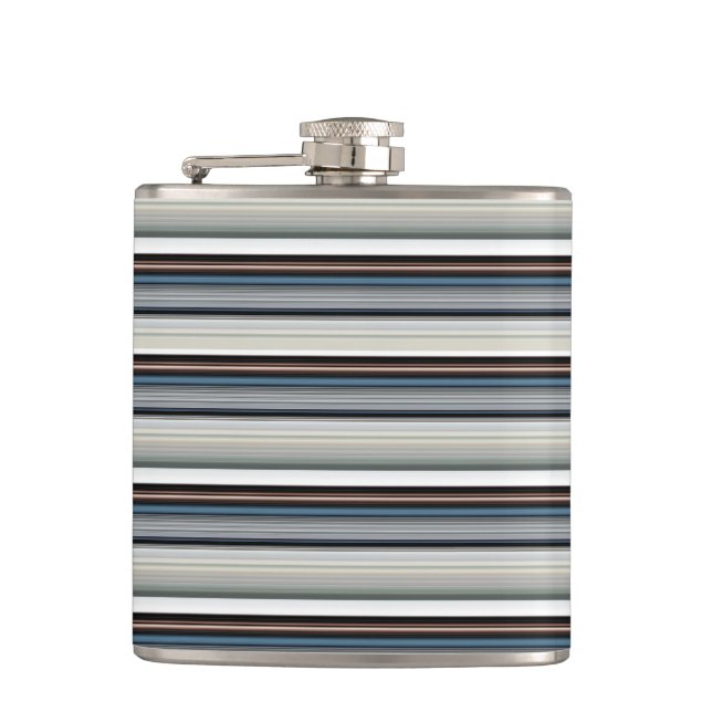 Cute gray white stripes flask (Front)
