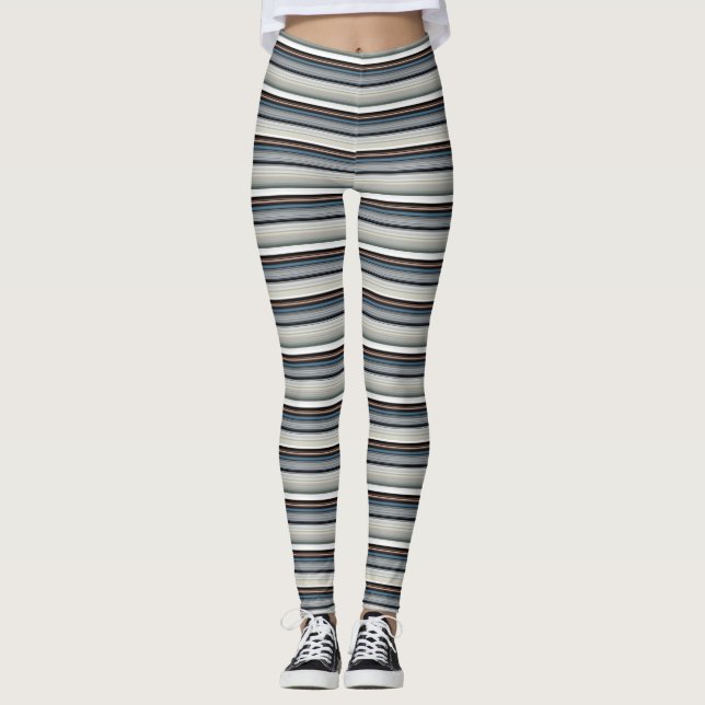 Cute gray white stripes leggings (Front)