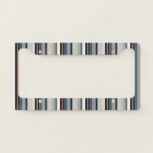 Cute gray white stripes license plate frame (Front)