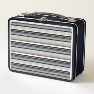 Cute gray white stripes metal lunch box