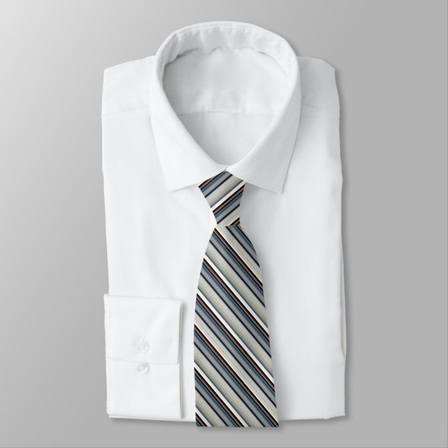 Cute gray white stripes neck tie (Tied)