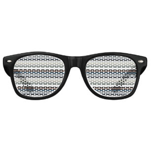 Cute gray white stripes retro sunglasses
