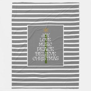 Cute Gray/White VIbes of Christmas in a Tree Fleece Blanket