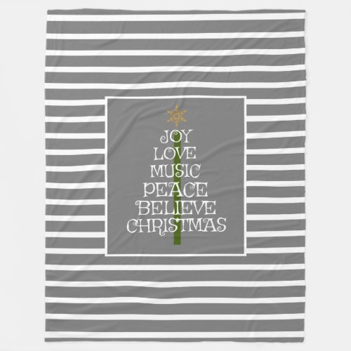 Cute GrayWhite VIbes of Christmas in a Tree Fleece Blanket