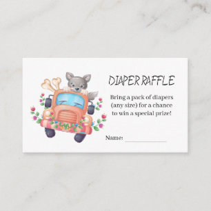 Cute Gray Wolf Baby Shower Diaper Raffle  Enclosure Card