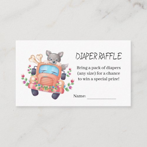 Cute Gray Wolf Baby Shower Diaper Raffle  Enclosure Card