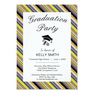 Cute gray yellow orange aztec graduation party