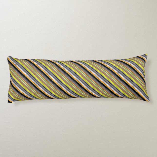 Cute gray yellow orange aztec patterns body pillow (Back)