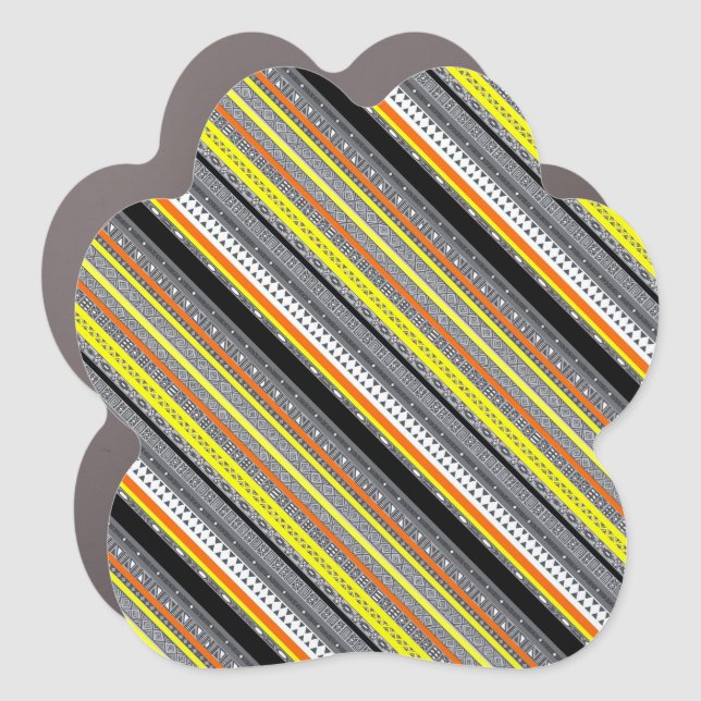 Cute gray yellow orange aztec patterns car magnet (Front)