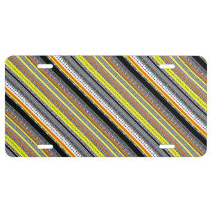 Cute gray yellow orange aztec patterns license plate