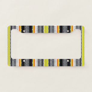 Cute gray yellow orange aztec patterns license plate frame