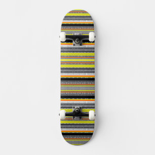 Cute gray yellow orange aztec patterns skateboard
