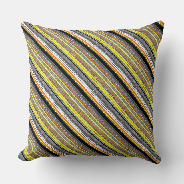 Cute gray yellow orange aztec patterns throw pillow (Front)
