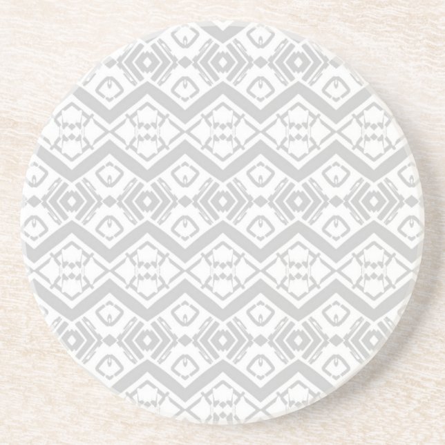 Cute gray zigzag pattern mug button coaster (Front)