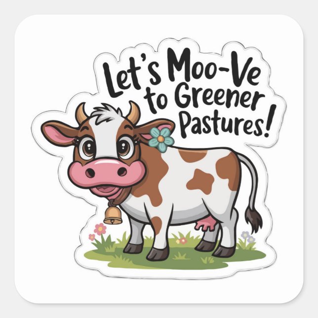 Cute Grazing Cow Sticker | Funny Farm Pun (Front)