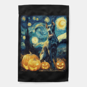 Cute Great Dane Dog Halloween Jack O Lantern Pumpk Garden Flag