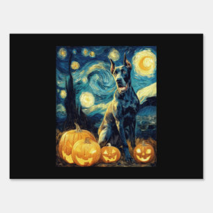Cute Great Dane Dog Halloween Jack O Lantern Pumpk Sign