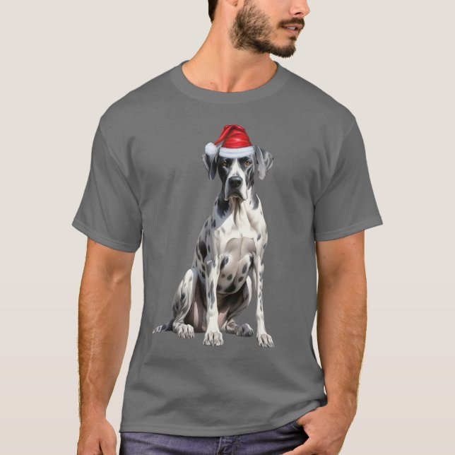 Cute Great Dane Dog Lover Funny Christmas T-Shirt (Front)