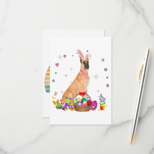 Cute Great Dane Easter Day Bunny Eggs Easter RSVP Card