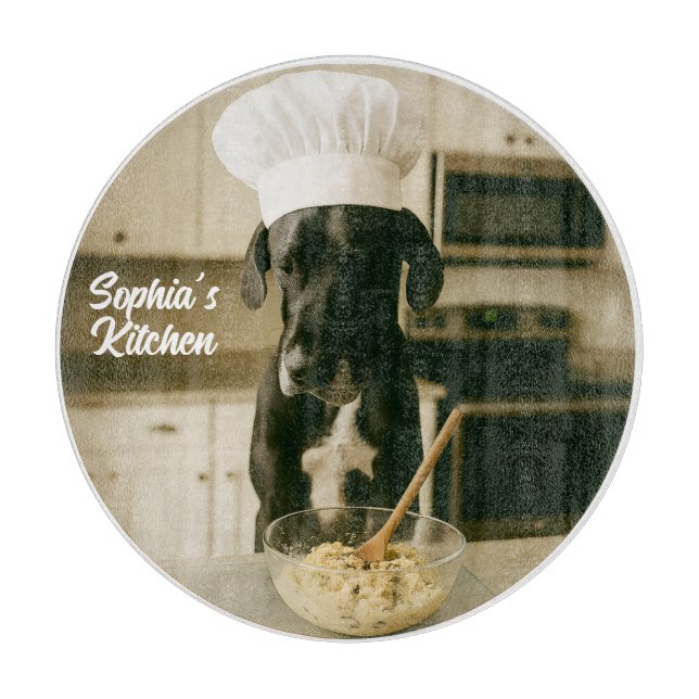 Cute Great Dane Personalized Round  Cutting Board (Front)