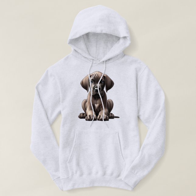Cute Great Dane Puppy Hoodie (Design Front)