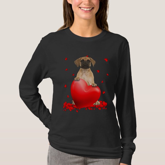 Cute Great Dane Valentine Hearts  Dogs Hug Heart L T-Shirt (Front)
