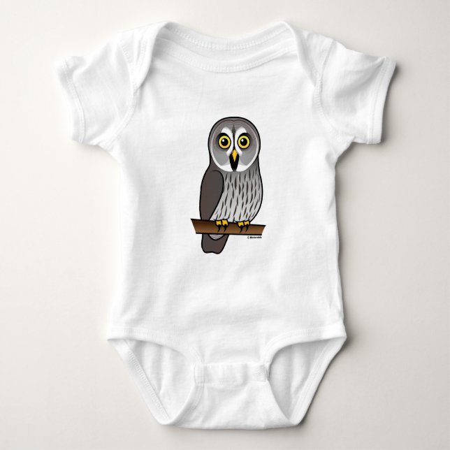Cute Great Grey Owl Baby Bodysuit (Front)