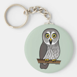 Great Grey Owl Basic Button Keychain