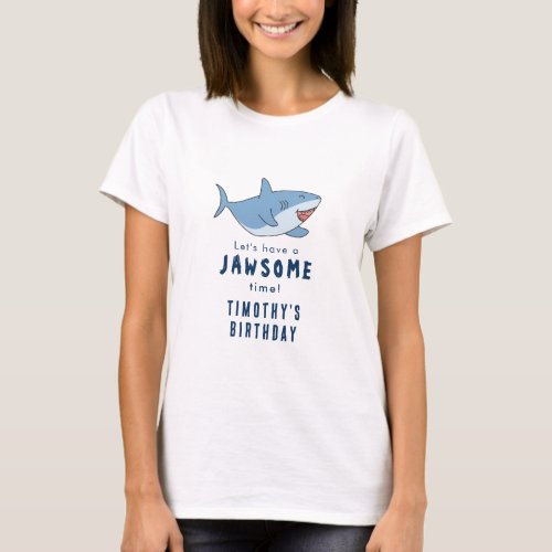 Cute Great White Sharks Ocean Birthday Party Mom T_Shirt