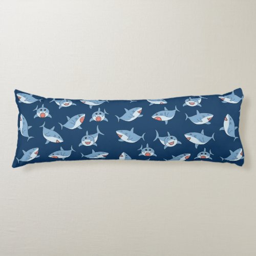 Cute Great White Sharks Ocean Pattern Body Pillow