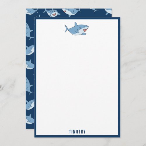Cute Great White Sharks Ocean Pattern Note Card