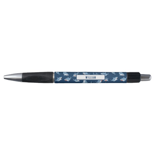 Cute Great White Sharks Ocean Pattern Pen (Front)