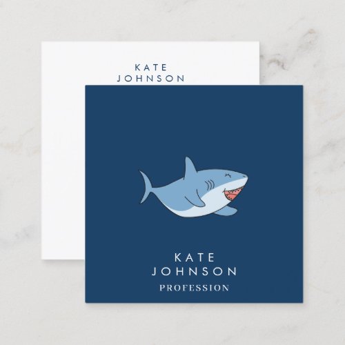 Cute Great White Sharks Ocean QR Code Square Business Card