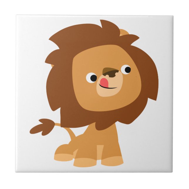 Cute Greedy Cartoon Lion Tile (Front)