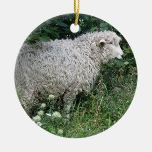 Cute Greedy Sheep Eating Ceramic Ornament