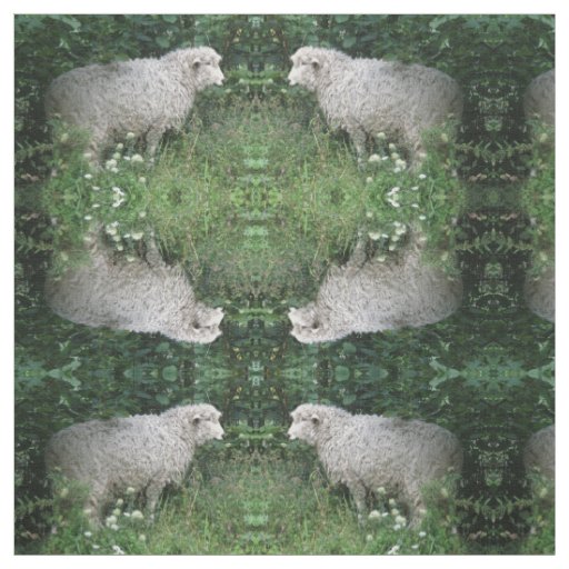 Cute Greedy Sheep Eating Patterned Animal Fabric
