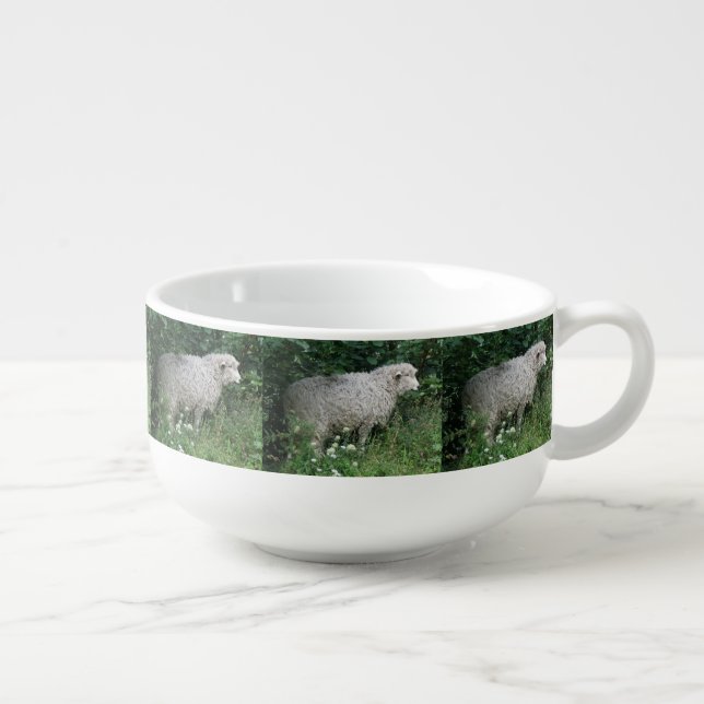 Cute Greedy Sheep Eating Soup Mug (Left)