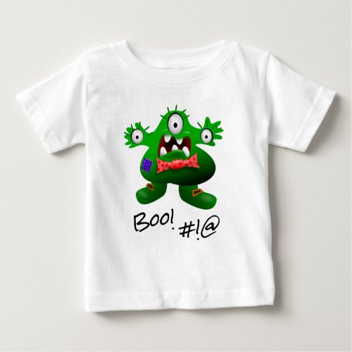 Cute Green 3_Eyed Monster First Halloween Baby T_Shirt