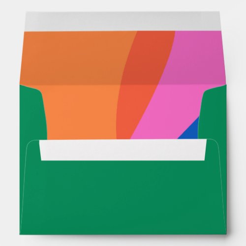 Cute Green Abstract Rainbow Personalized Holiday Envelope