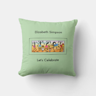 Cute green, African Art, Break Dance Throw Pillow