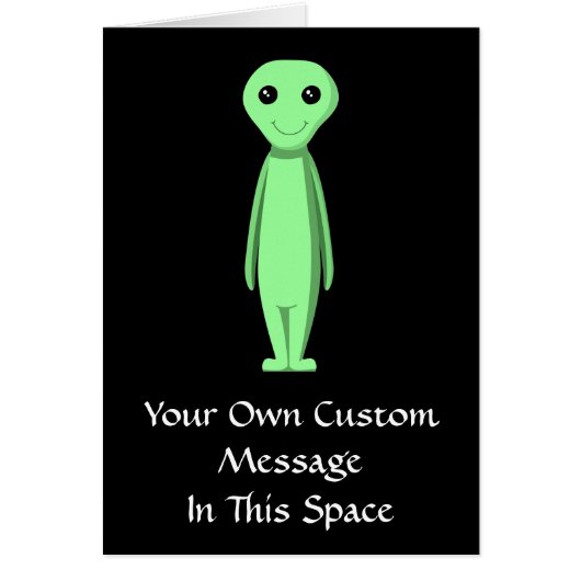 Cute Green Alien. Cartoon. Cards (Front)