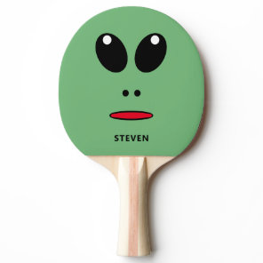 Cute Green Alien Face Fun Personalized KIds Ping Pong Paddle
