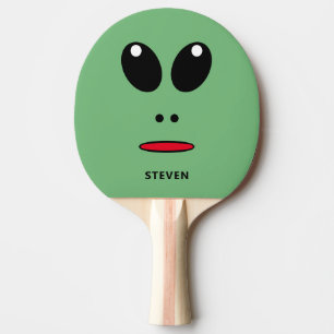 Cute Green Alien Face Fun Personalized KIds Ping Pong Paddle