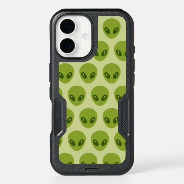 Cute Green Alien Heads Pattern Otterbox iPhone Case (Back)