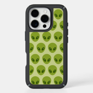Cute Green Alien Heads Pattern iPhone 16 Pro Case