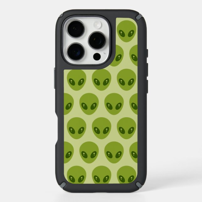 Cute Green Alien Heads Pattern Speck iPhone Case (Front)